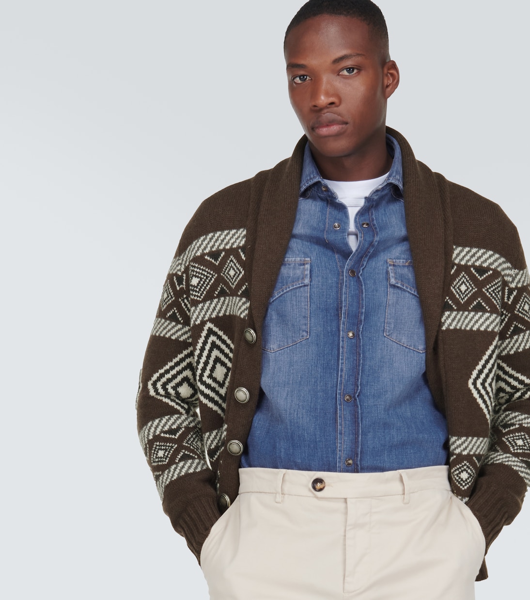 Cardigan en cachemire Intarsia | Brunello Cucinelli