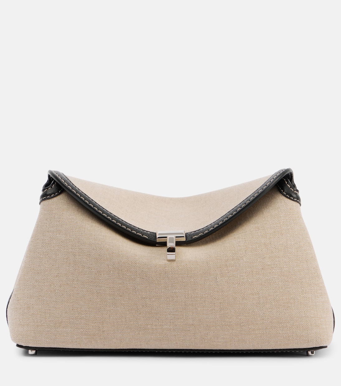 Clutch T-Lock in canvas con pelle | Toteme