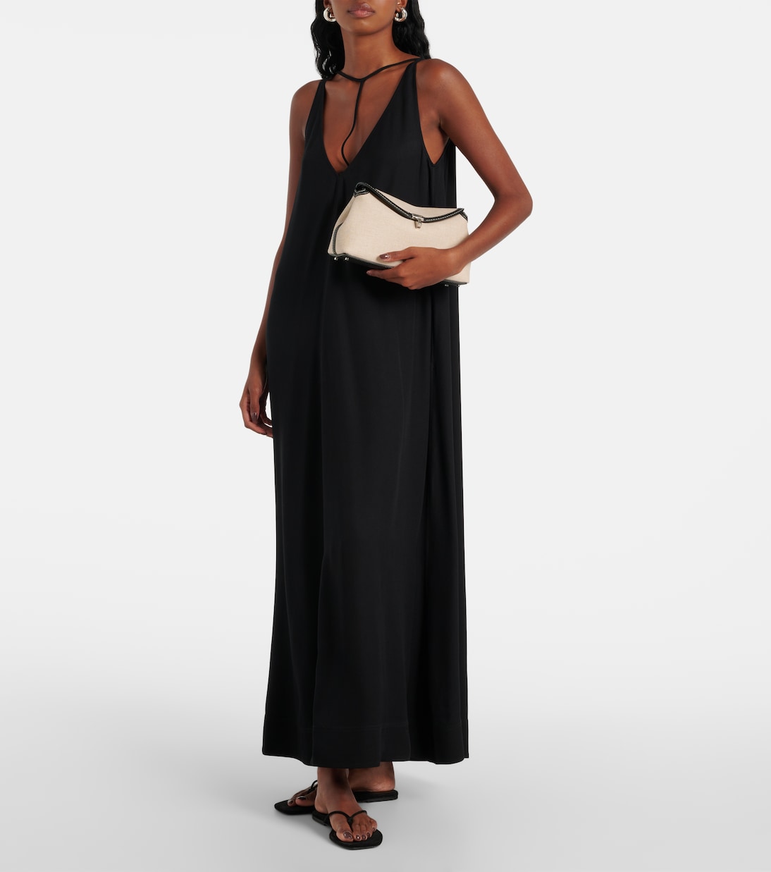 Clutch T-Lock in canvas con pelle | Toteme