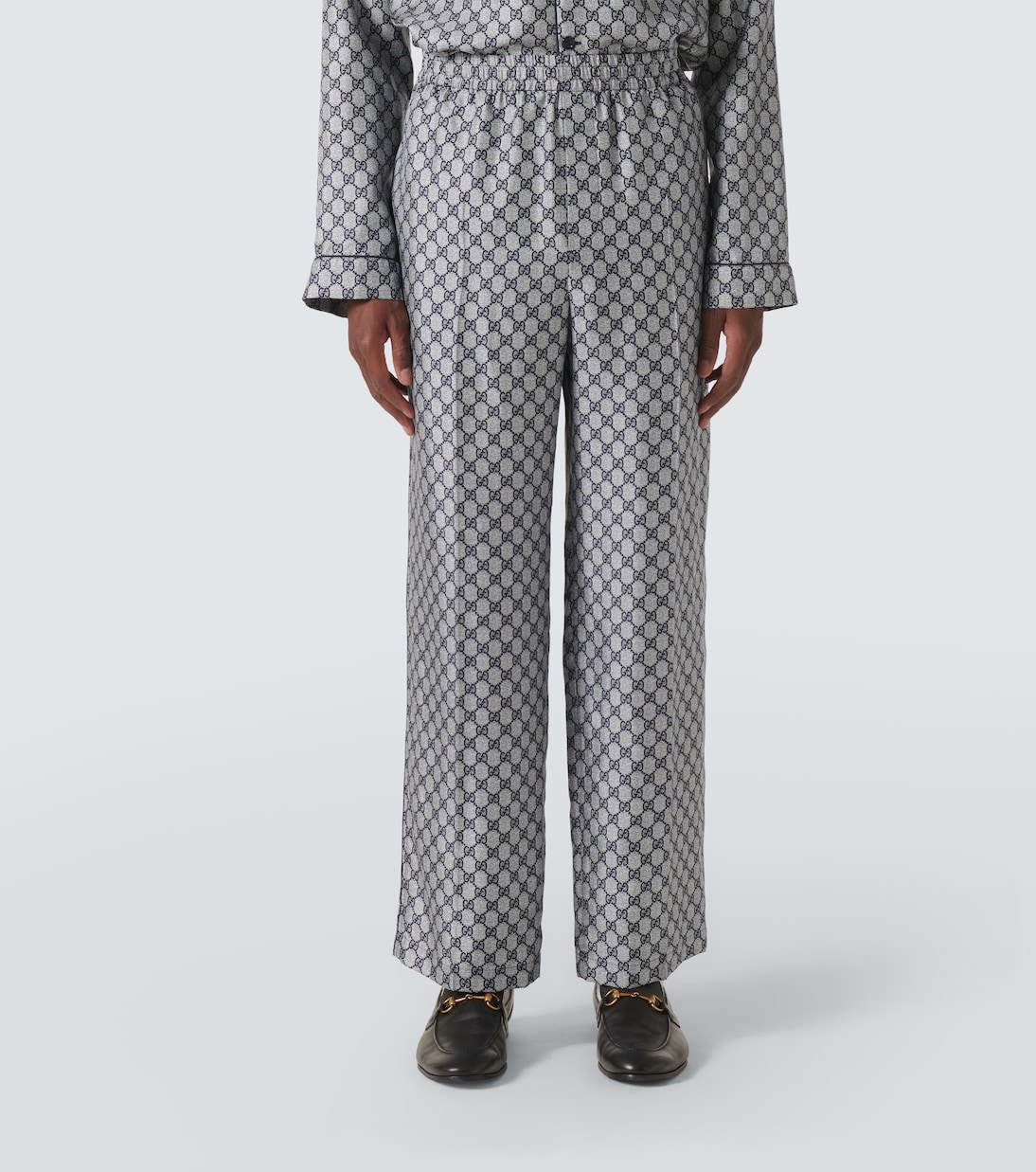 Weite Hose GG aus Seiden-Twill | Gucci