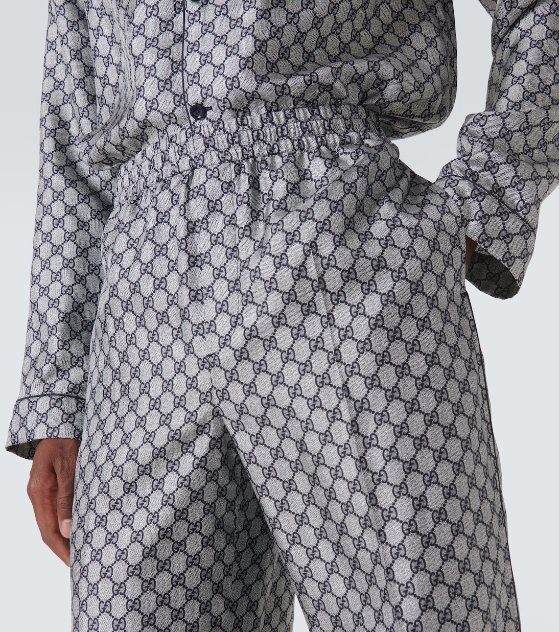 Weite Hose GG aus Seiden-Twill | Gucci