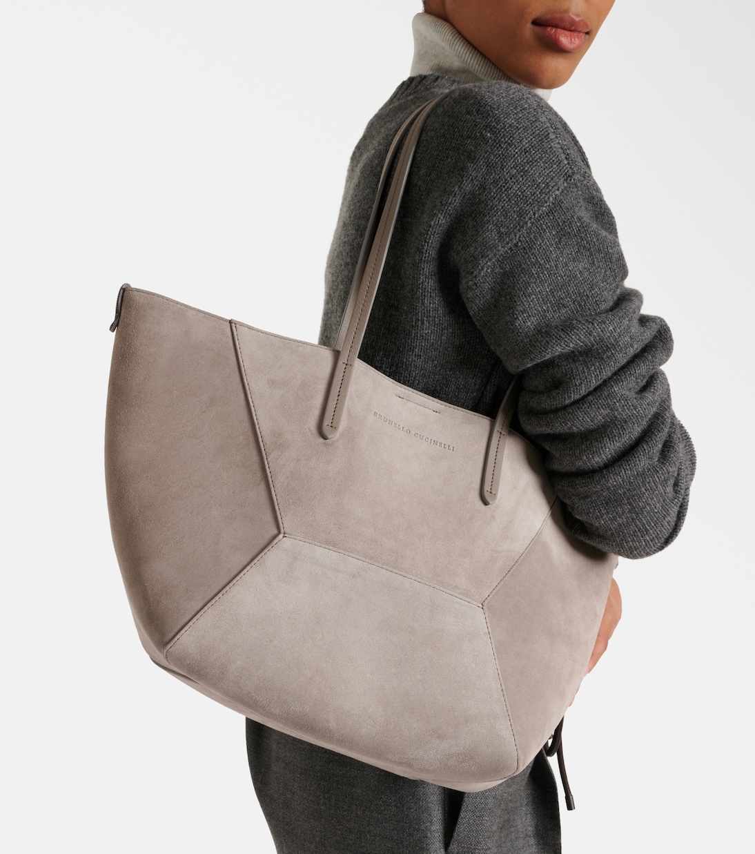 Borsa Duo Large in suede | Brunello Cucinelli