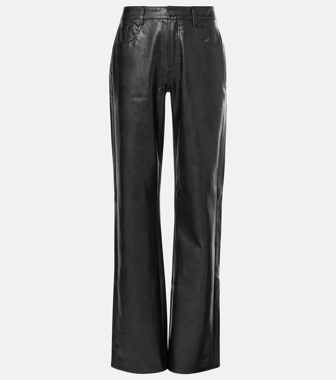 Gerade High-Rise-Hose Tess aus Lederimitat | 7 For All Mankind