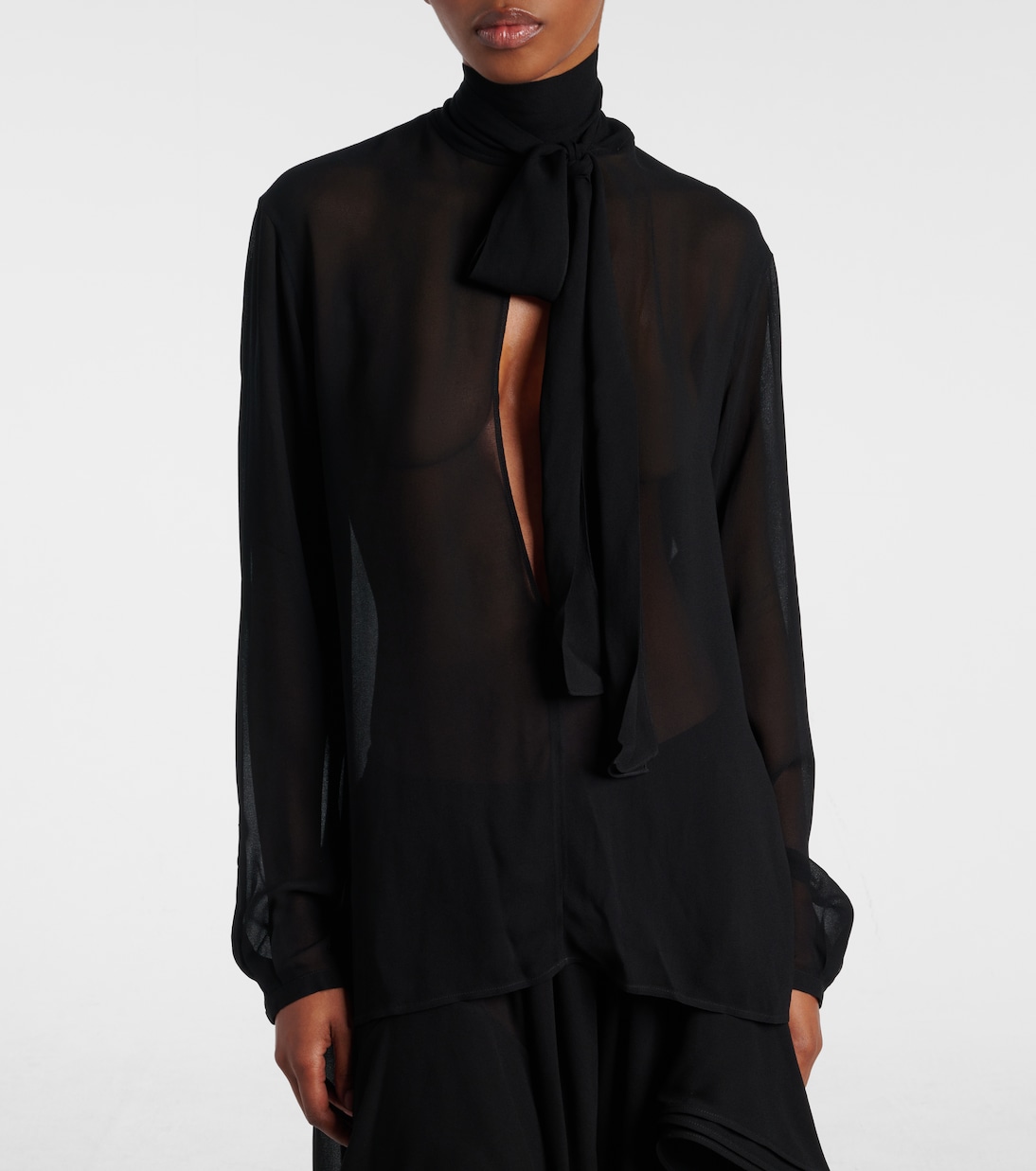 Tie-neck georgette blouse | Alaïa