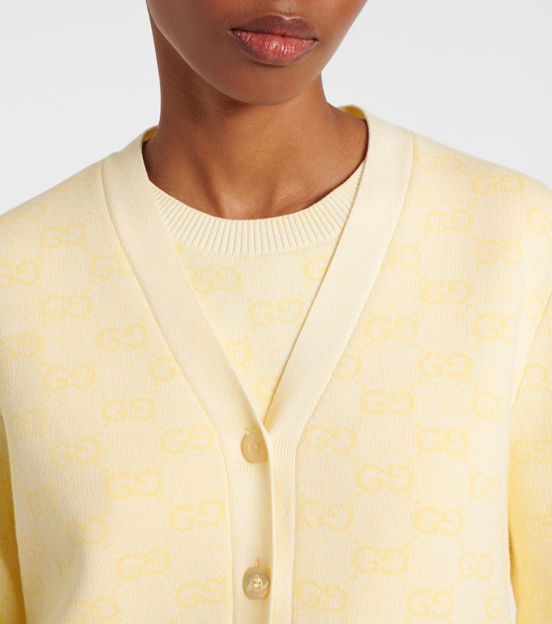 Cárdigan de algodón con GG en jacquard | Gucci