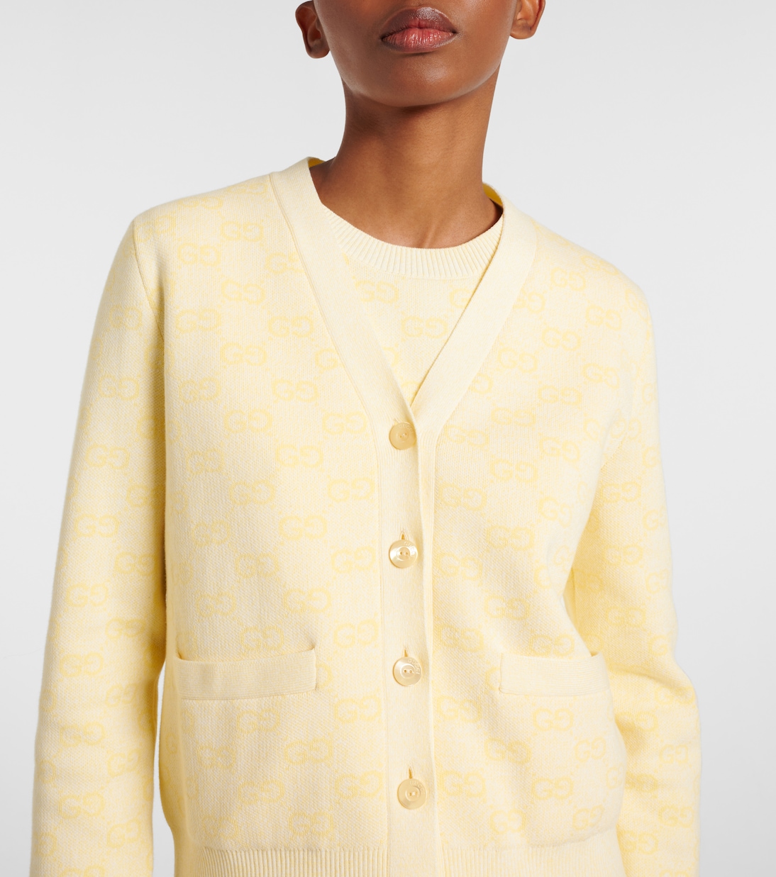 Cárdigan de algodón con GG en jacquard | Gucci