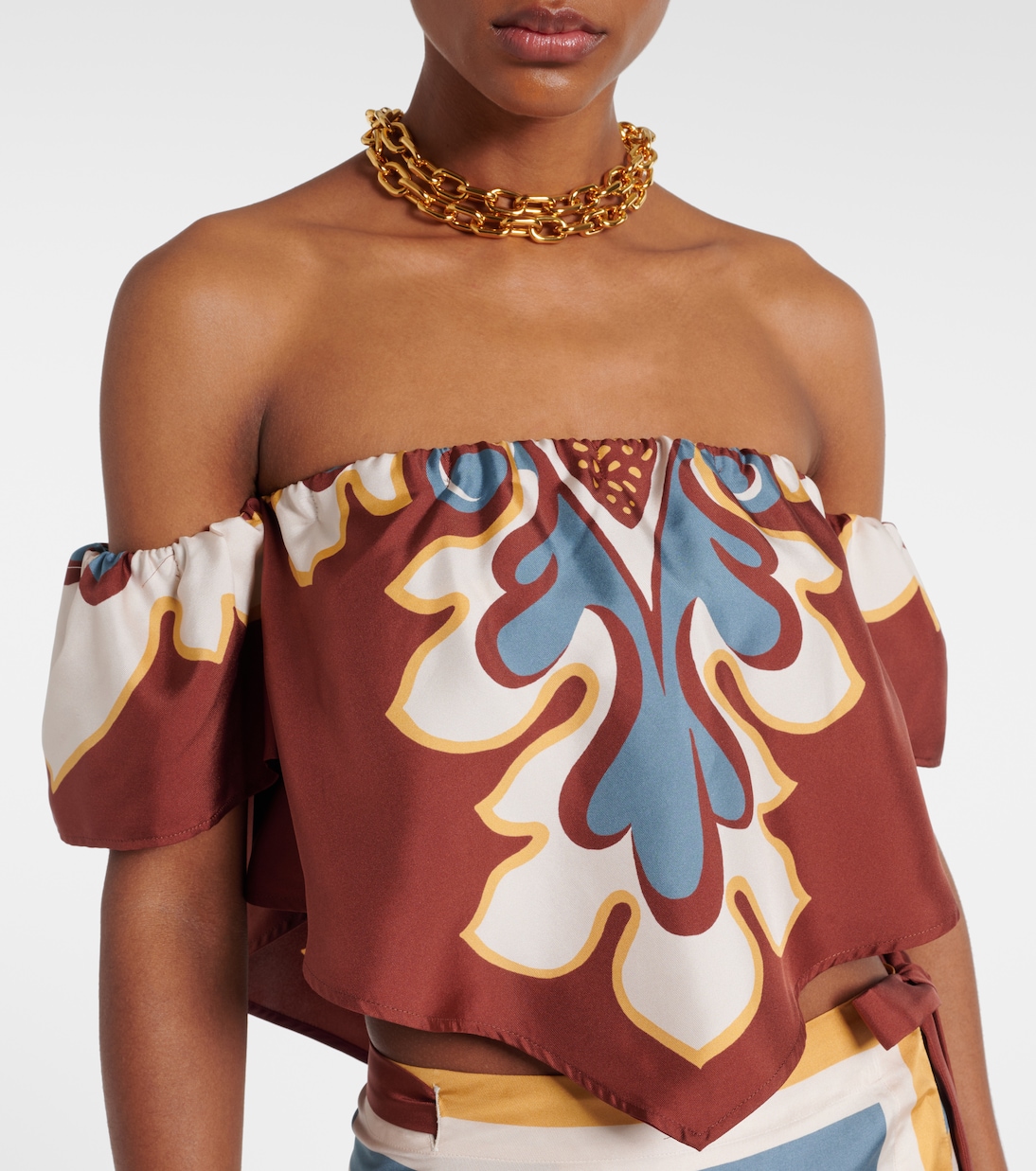 Off-Shoulder-Top Sand Dollar aus Seide | La DoubleJ