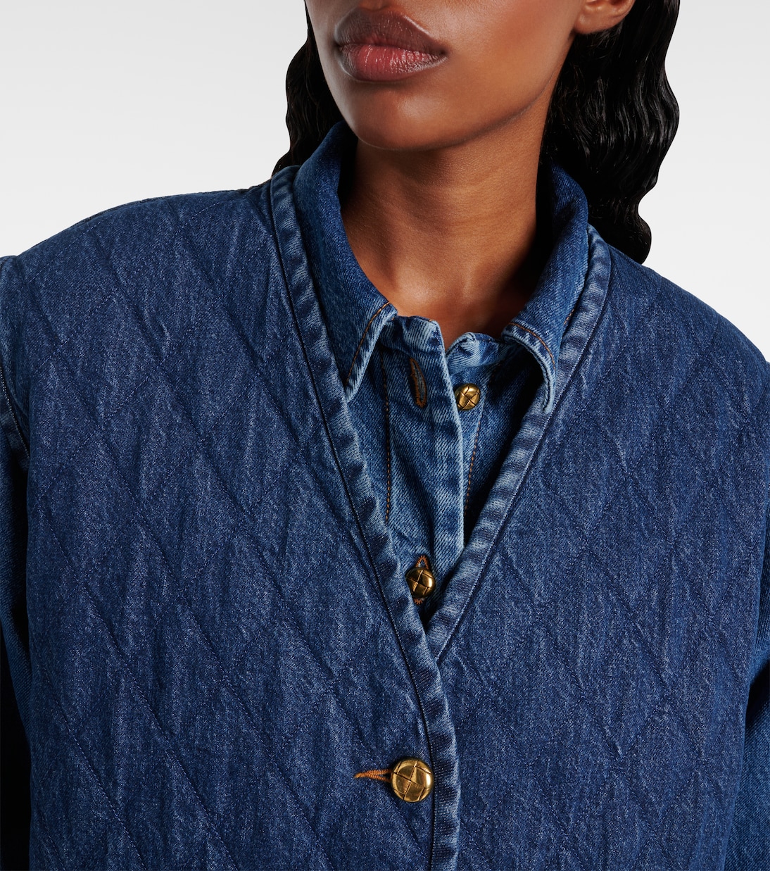 Veste sans manches Suffolk matelassée en jean | Blazé Milano
