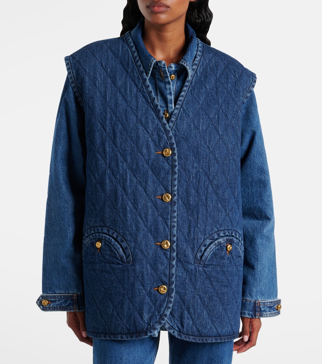Veste sans manches Suffolk matelassée en jean | Blazé Milano