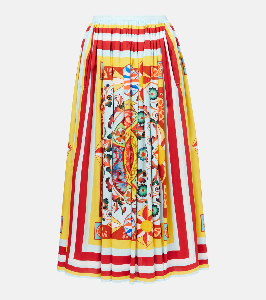 Pleated printed cotton midi skirt | Dolce&Gabbana