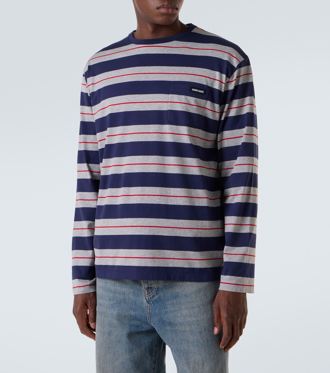 Striped cotton jersey T-shirt | Miu Miu