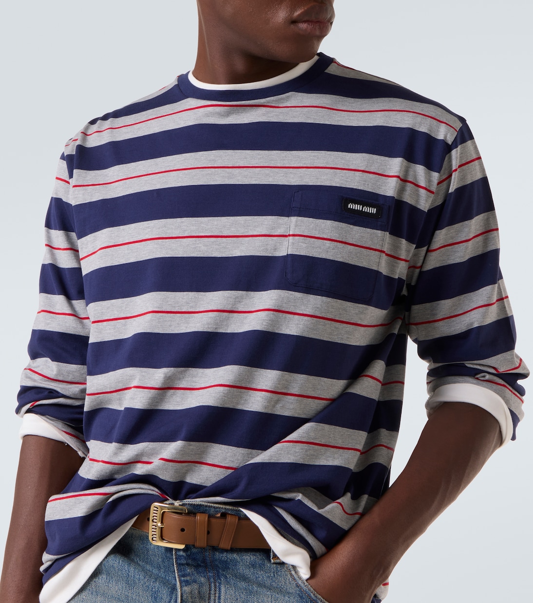 Striped cotton jersey T-shirt | Miu Miu