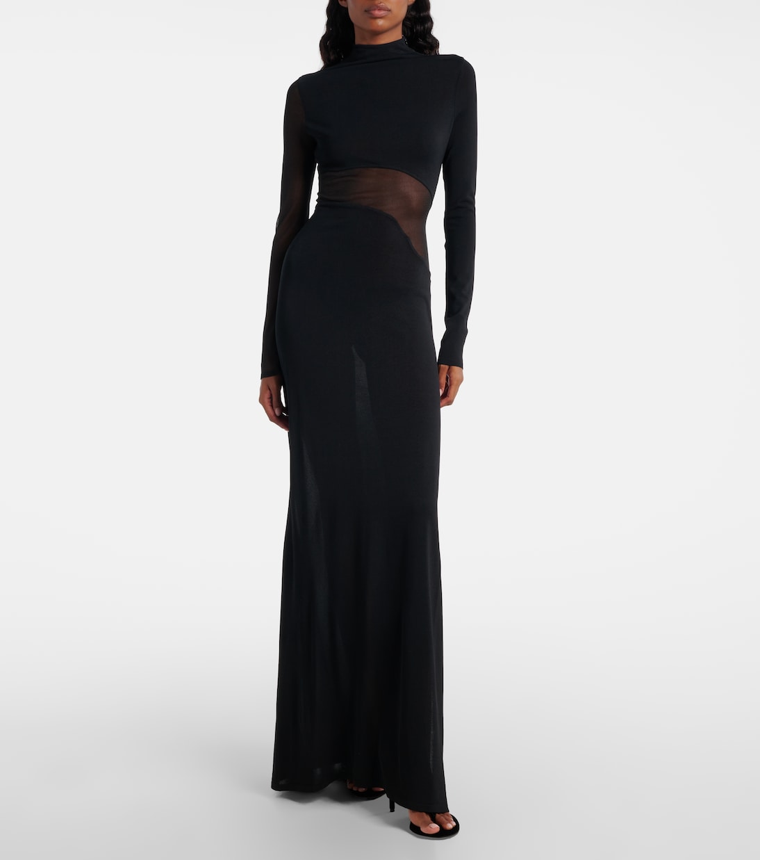 Paneled sheer mesh maxi dress | Alaïa