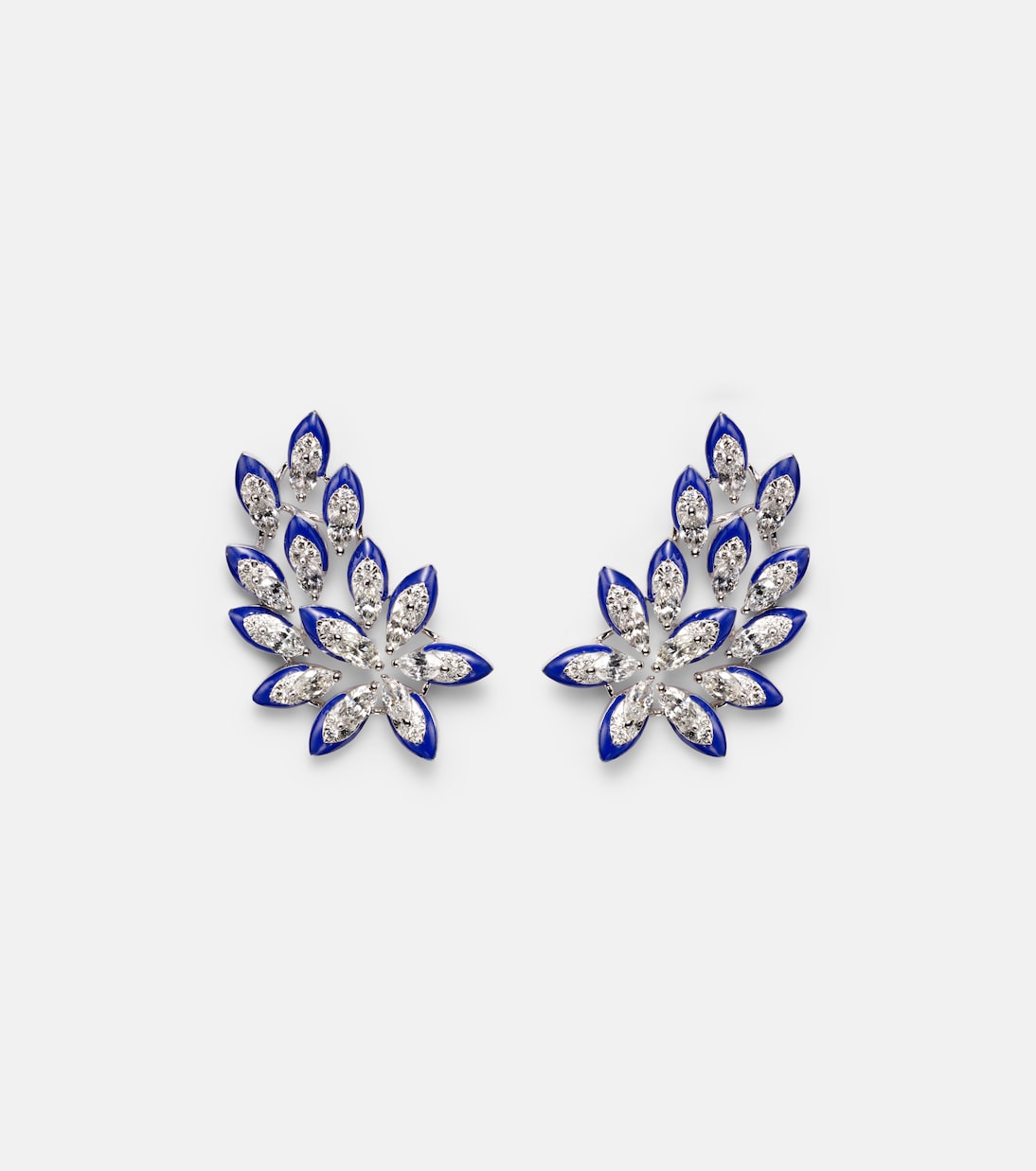 Ohrringe Petal aus 18kt Weißgold mit Emaille und Diamanten | Kamyen