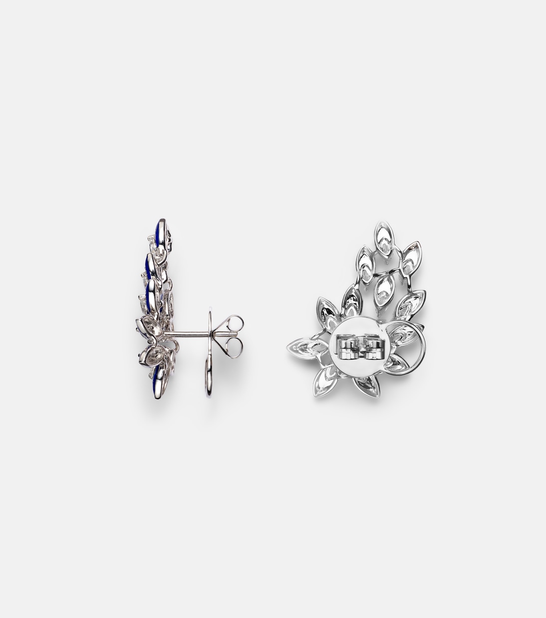 Ohrringe Petal aus 18kt Weißgold mit Emaille und Diamanten | Kamyen