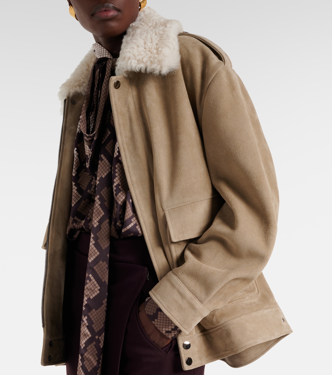Jacke Drey aus Veloursleder mit Shearling | Nour Hammour