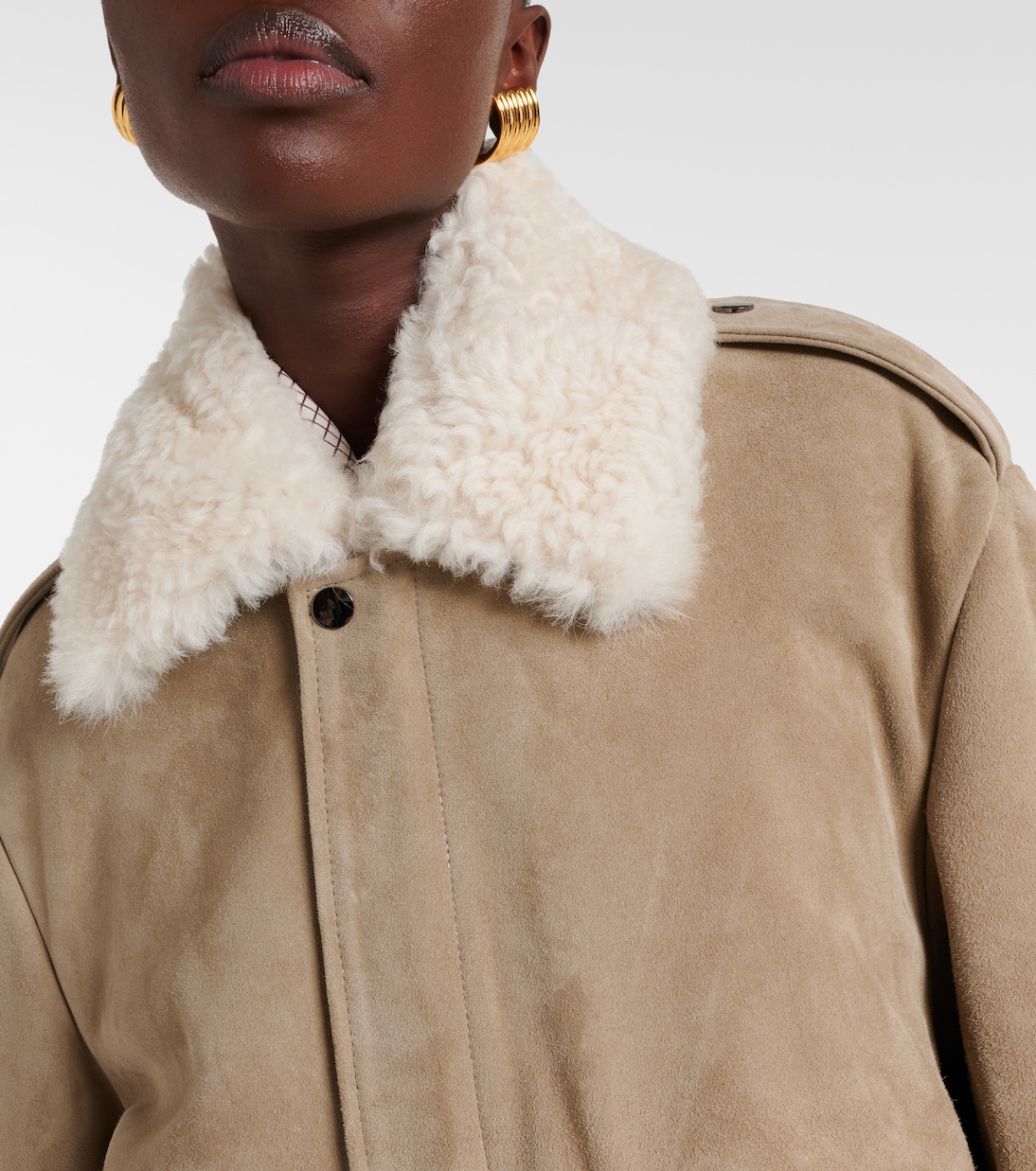 Drey shearling-trimmed suede jacket | Nour Hammour