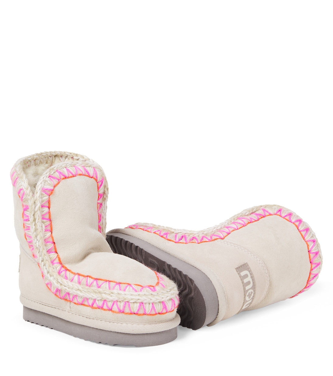 Embroidered shearling-lined suede boots | Mou Kids