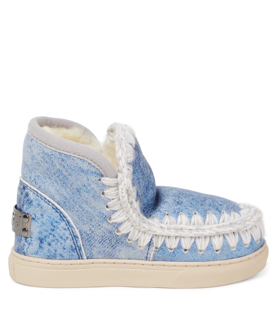 Embroidered shearling-lined suede boots | Mou Kids