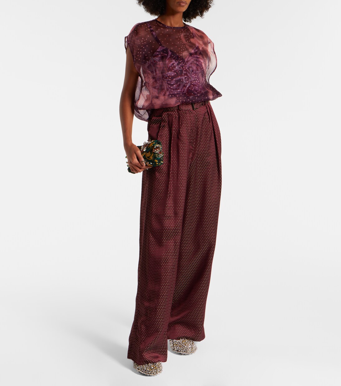 Layered printed silk-blend top | Dries Van Noten