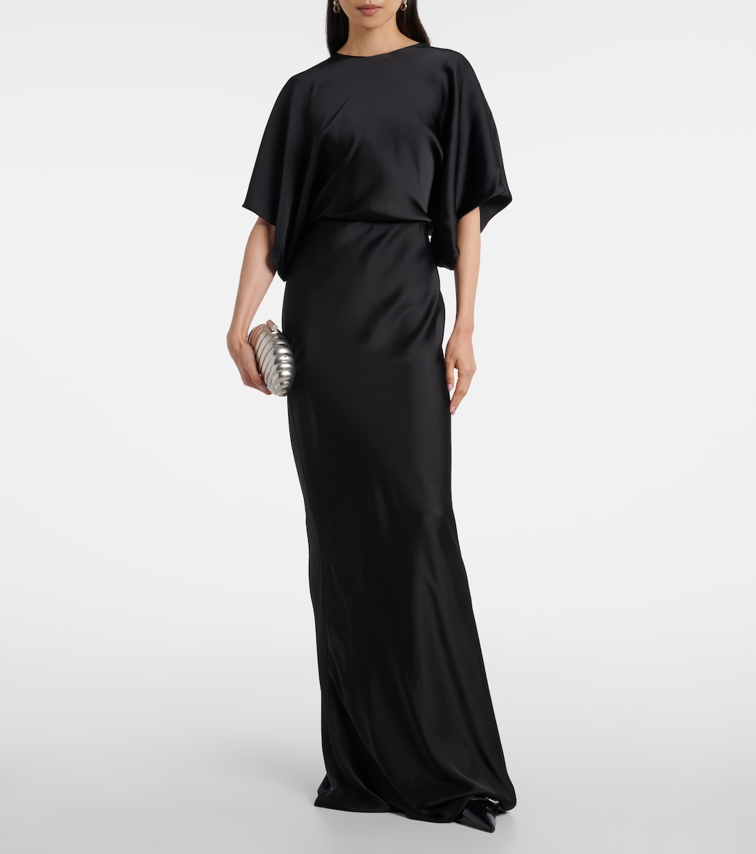 Vestido de fiesta Obie de satén drapeado | Norma Kamali