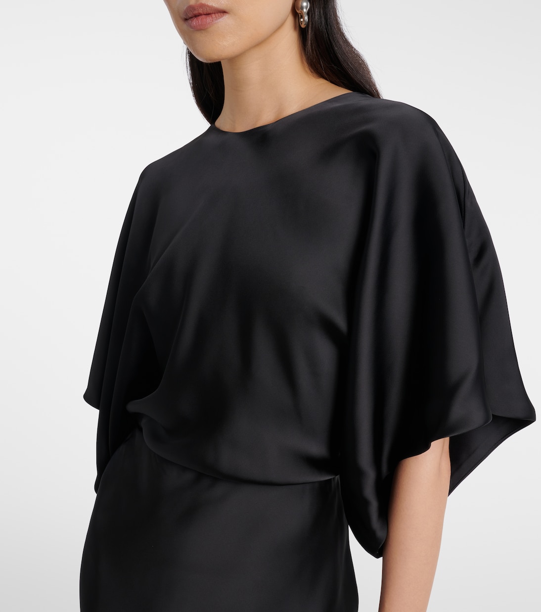 Vestido de fiesta Obie de satén drapeado | Norma Kamali
