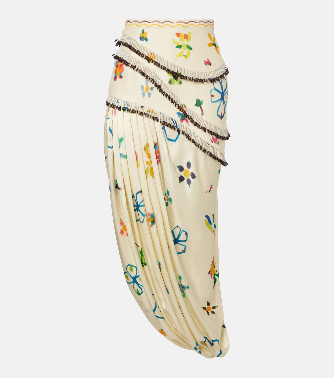 Sidi embellished linen-blend midi skirt | Alémais