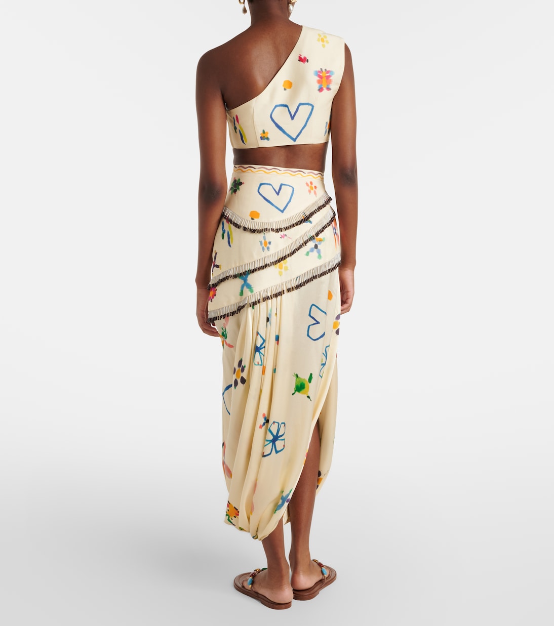 Sidi embellished linen-blend midi skirt | Alémais