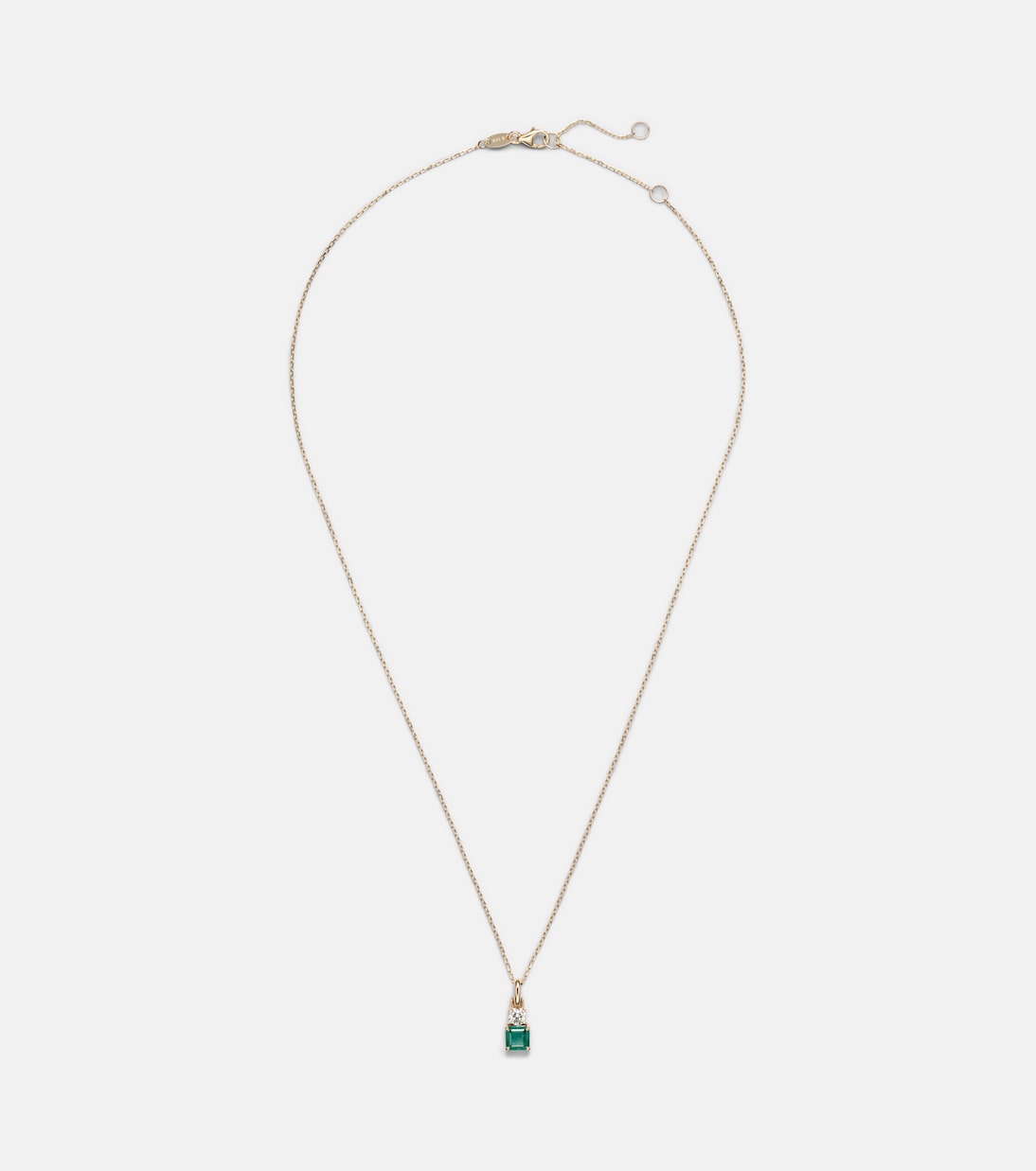 Luxe 14kt gold (585/1000) necklace with emerald and diamond | Stone and Strand