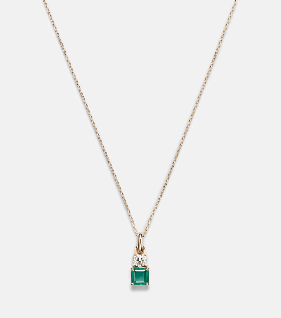 Luxe 14kt gold (585/1000) necklace with emerald and diamond | Stone and Strand