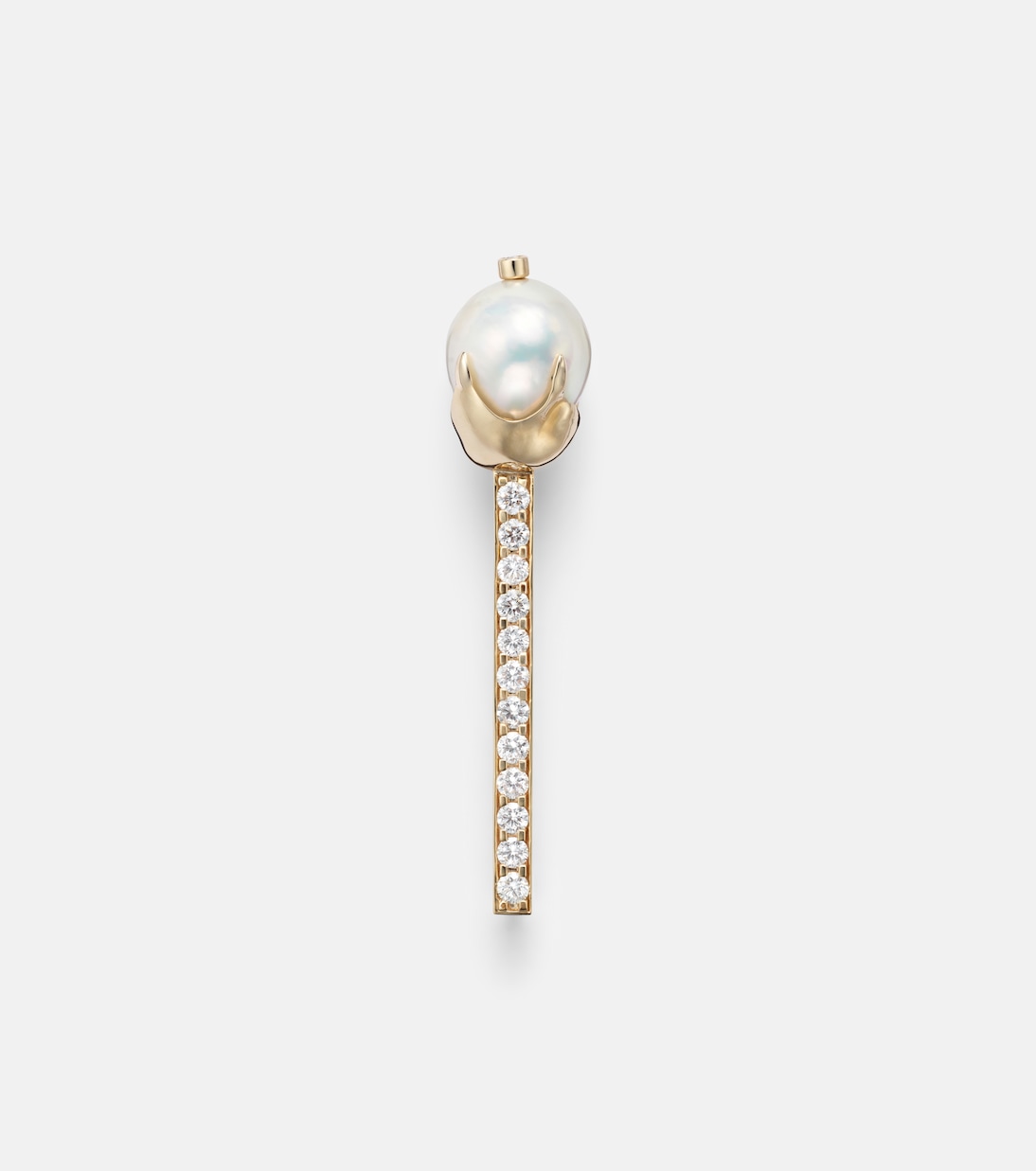 14kt gold brooch with diamonds and pearls | Mateo