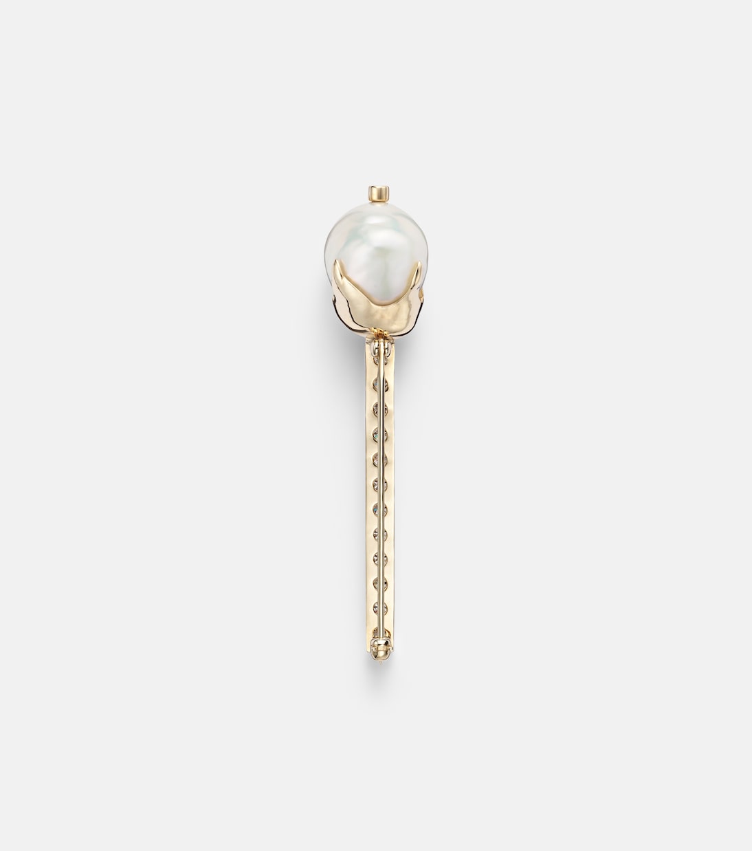 14kt gold brooch with diamonds and pearls | Mateo