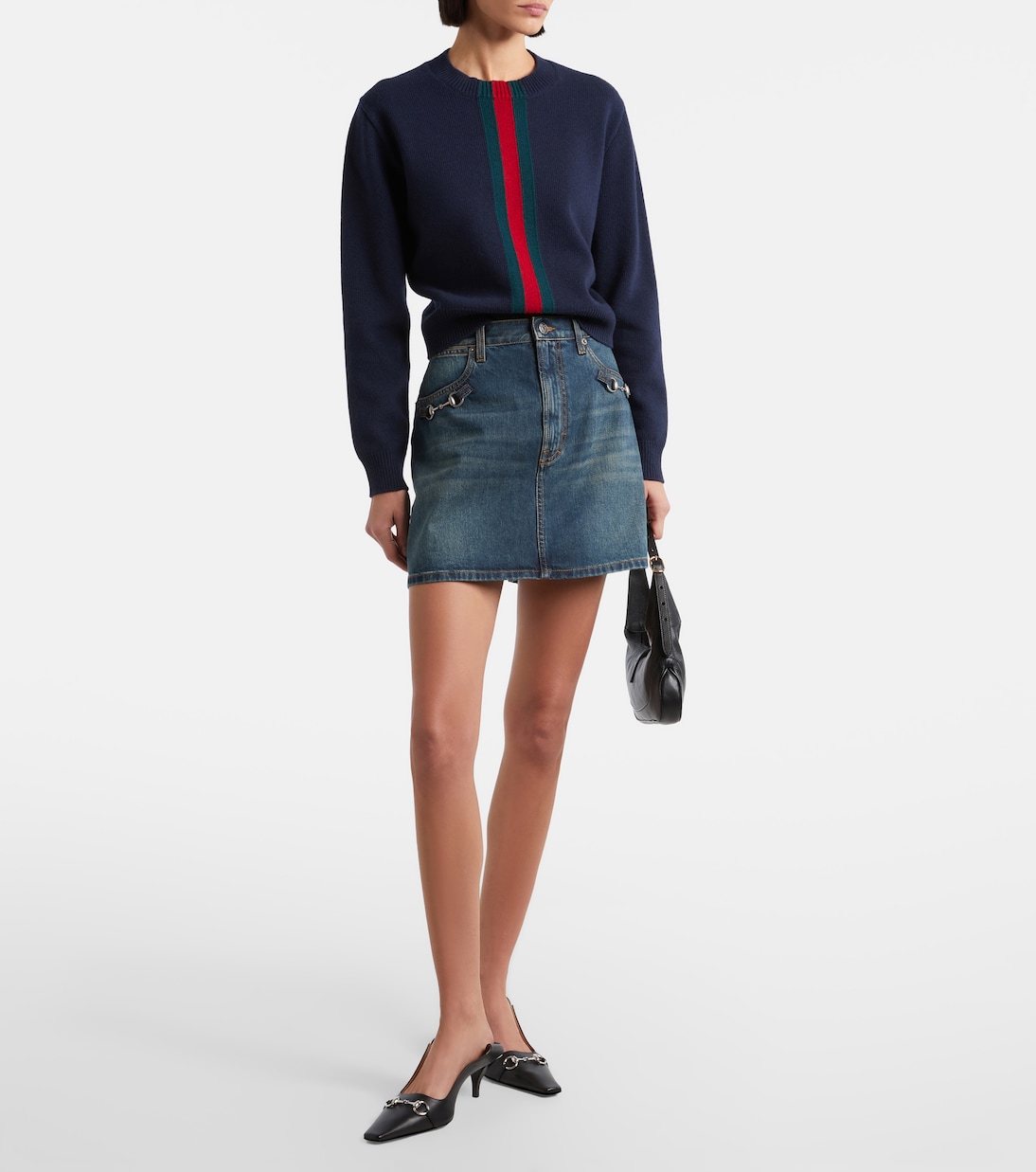 Horsebit denim miniskirt | Gucci