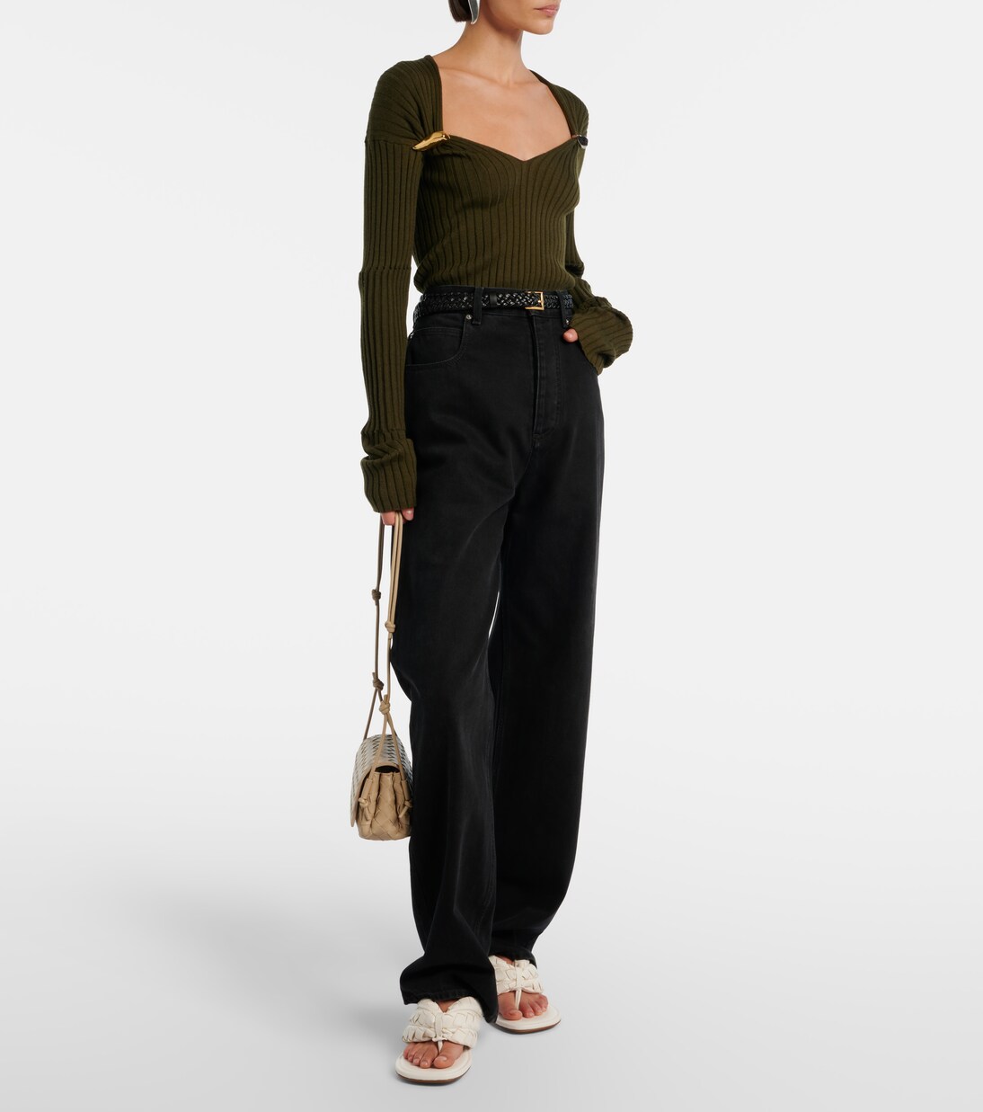 Salsa Intrecciato leather thong sandals | Bottega Veneta