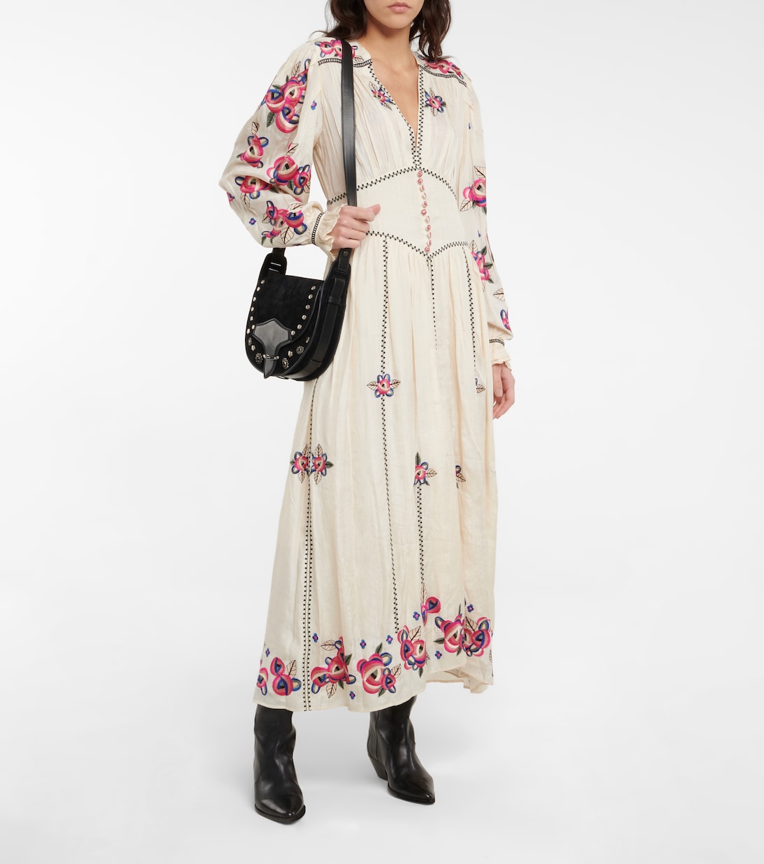 Robe longue Moyrae en soie à fleurs | Isabel Marant