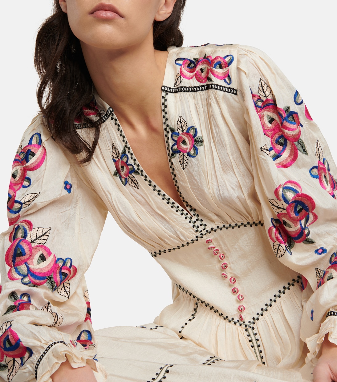 Robe longue Moyrae en soie à fleurs | Isabel Marant