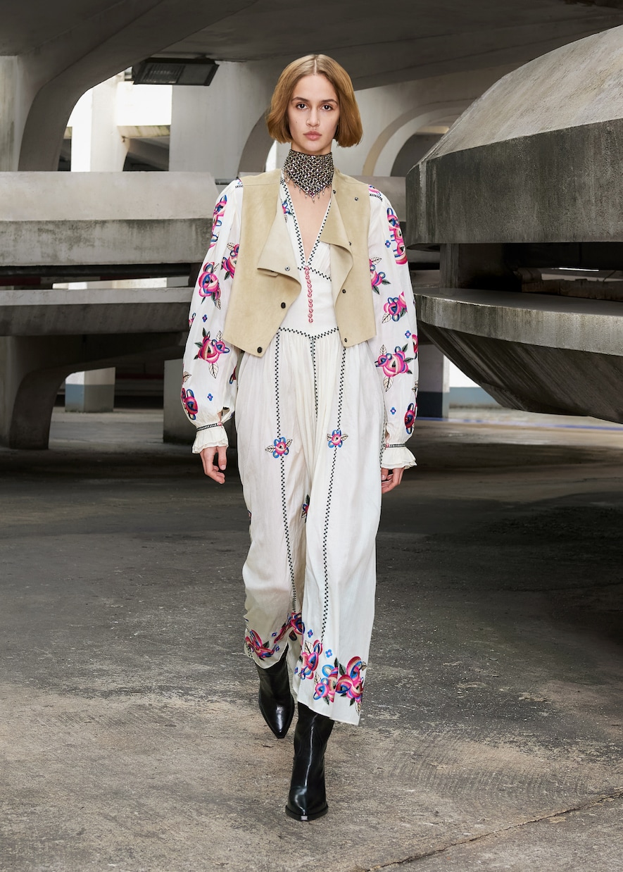 Robe longue Moyrae en soie à fleurs | Isabel Marant