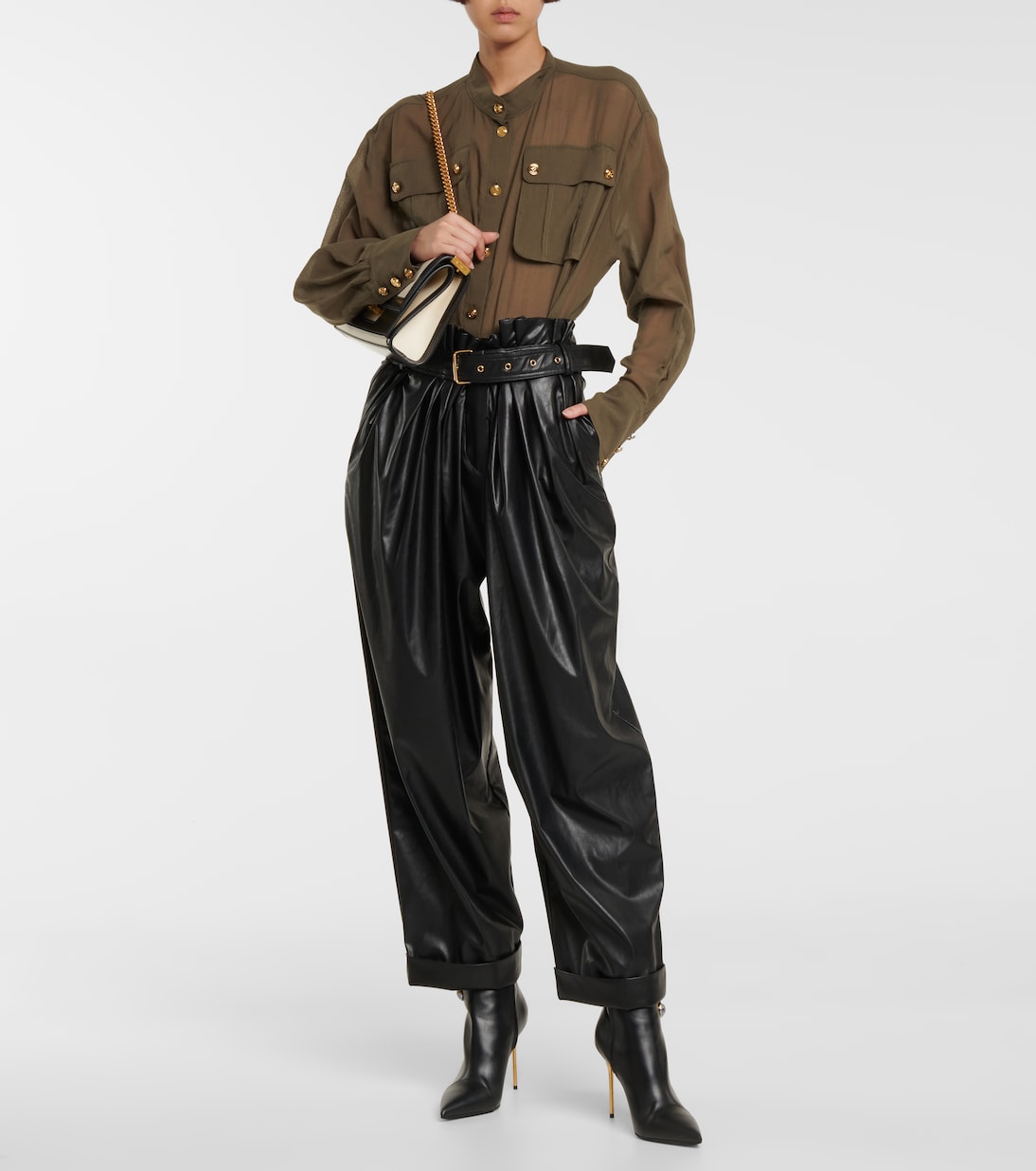 Paperbag-Hose aus Lederimitat | Balmain
