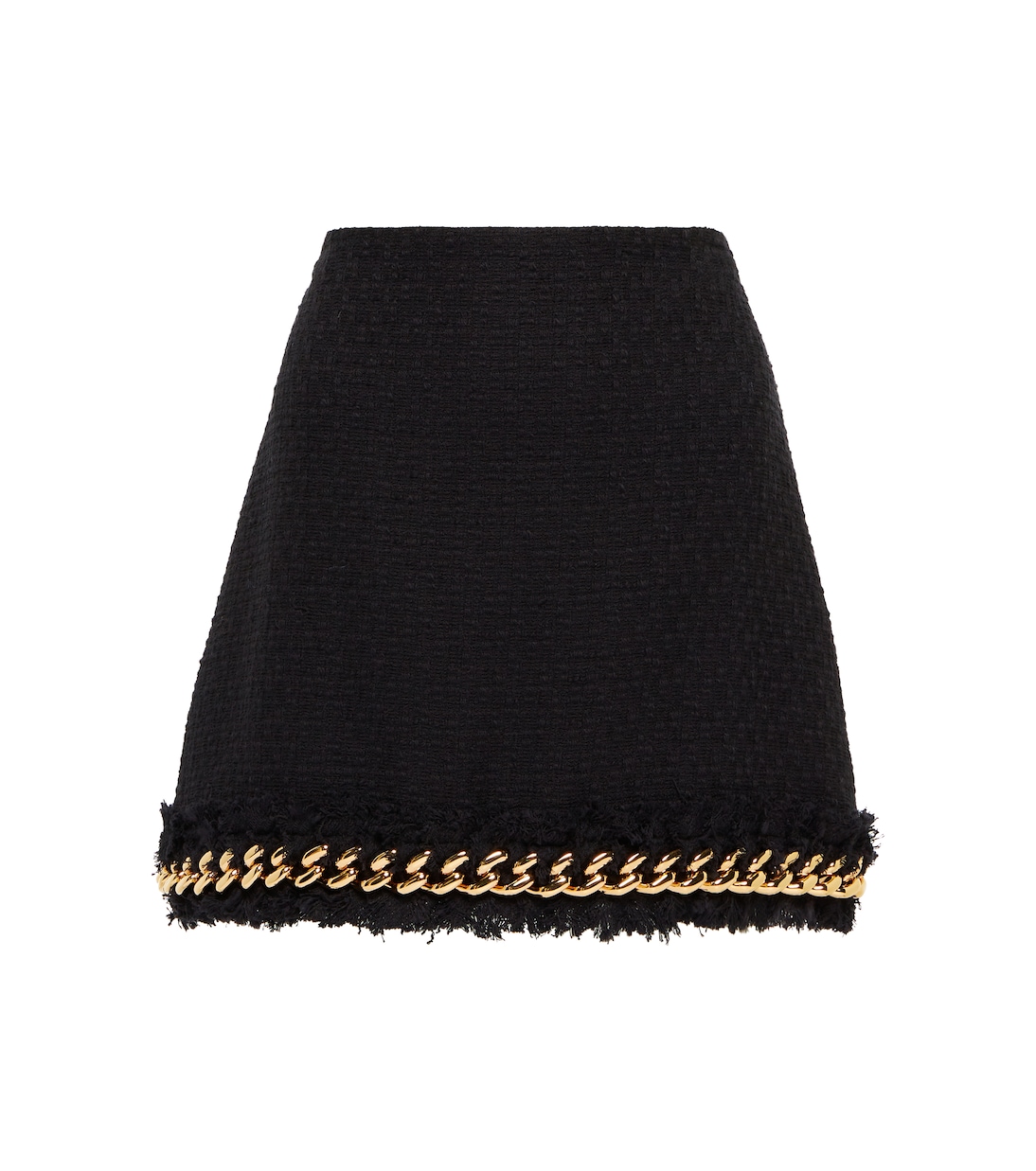Minifalda de tweed adornada con cadenas | Versace