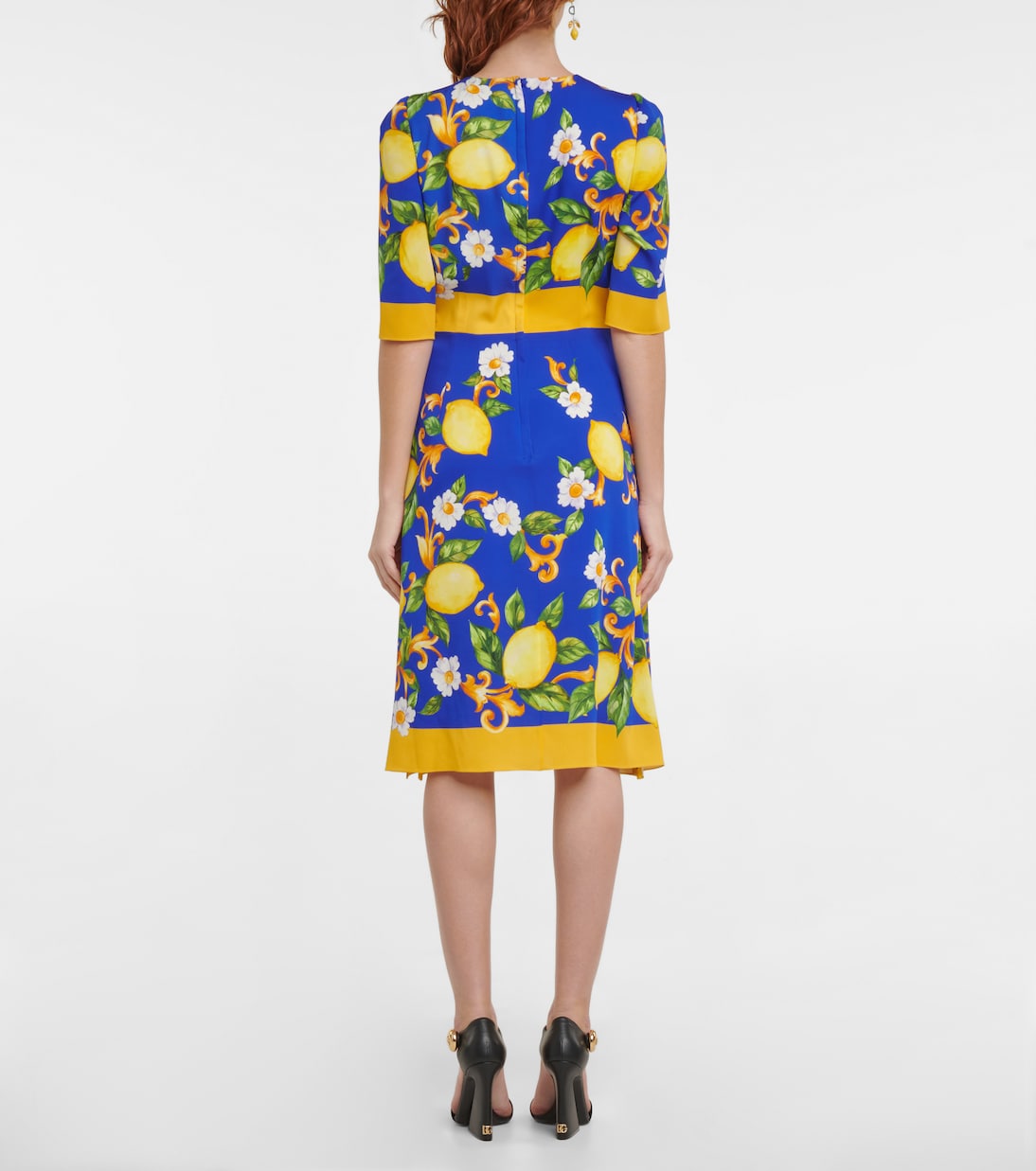 Abito midi in misto seta con stampa | Dolce&Gabbana