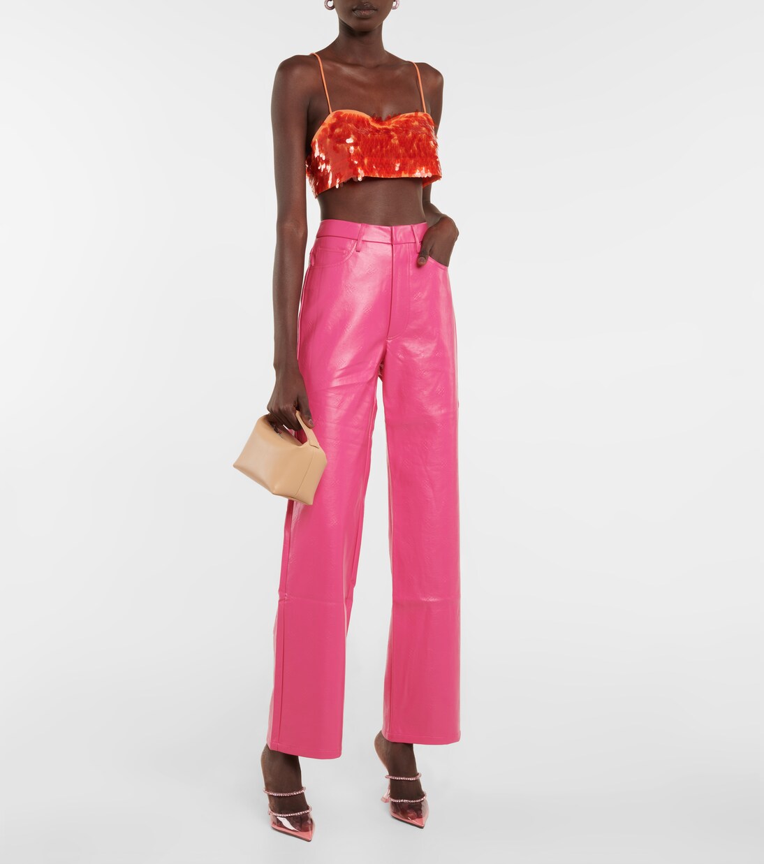 Pantalon Rotie à taille haute en cuir synthétique | Rotate