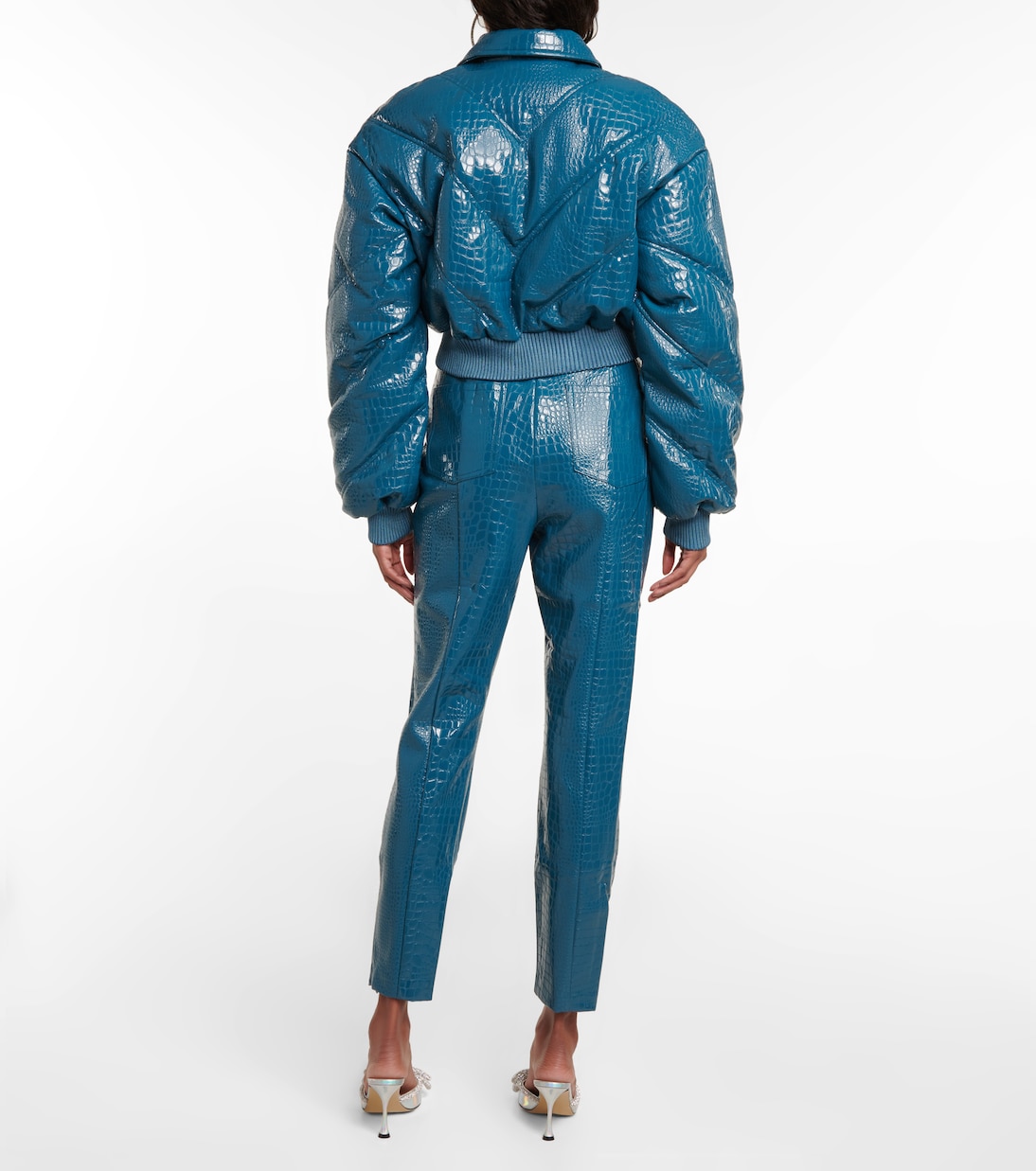 Croc-effect faux leather slim pants | Rotate