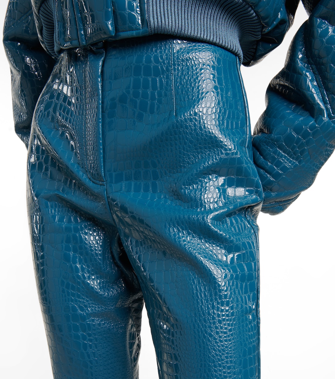 Croc-effect faux leather slim pants | Rotate