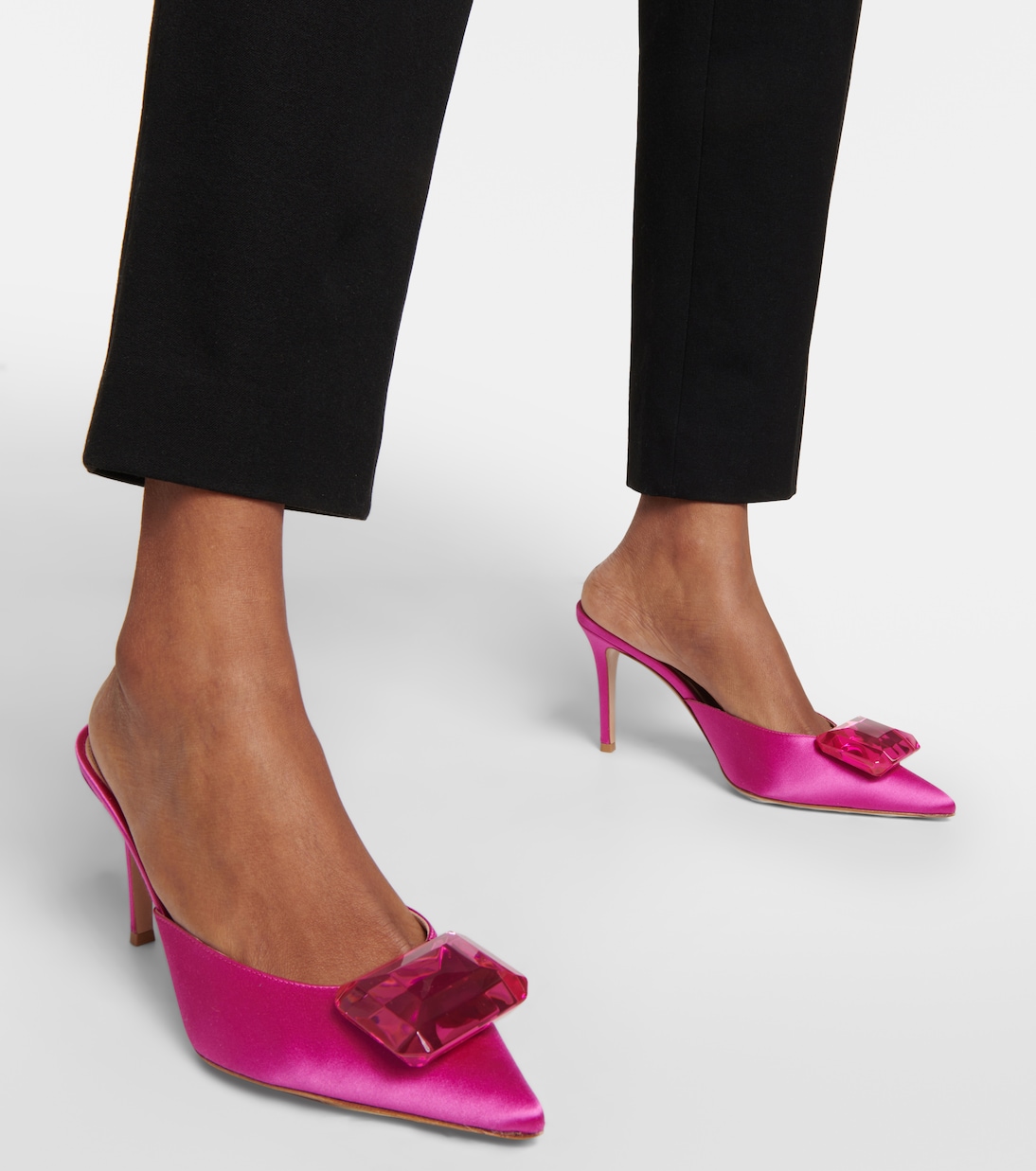 Verzierte Mules Jaipur 85 aus Satin | Gianvito Rossi