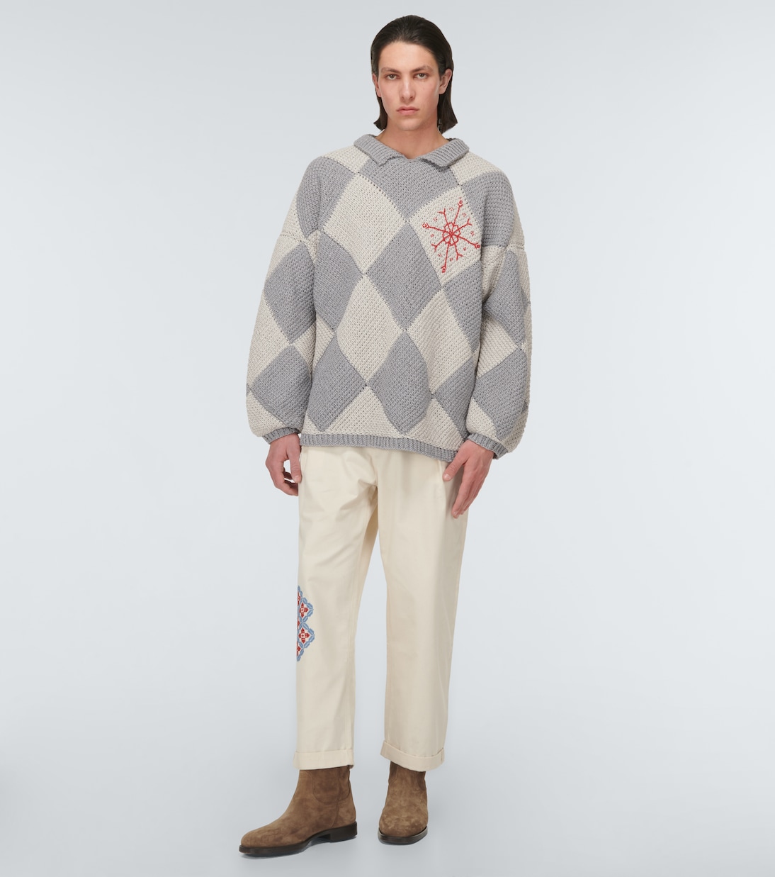 Bestickter Pullover aus Baumwolle | Adish