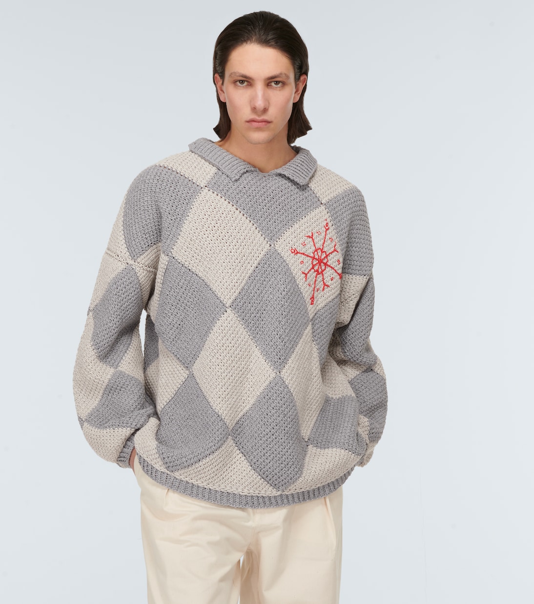 Bestickter Pullover aus Baumwolle | Adish