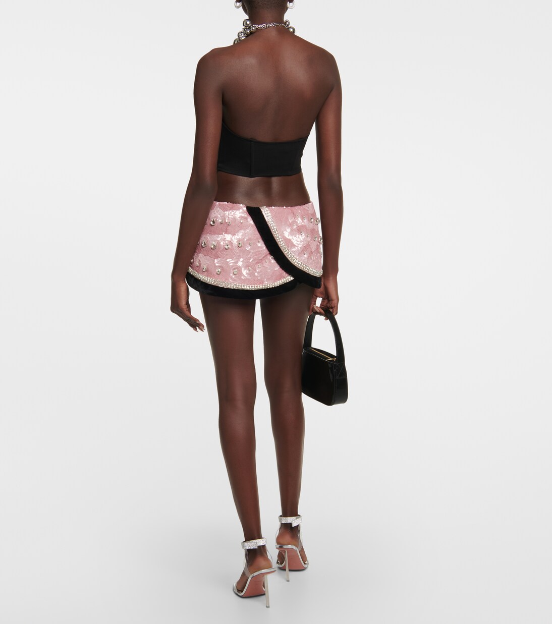 Embellished ponte jersey crop top | Area