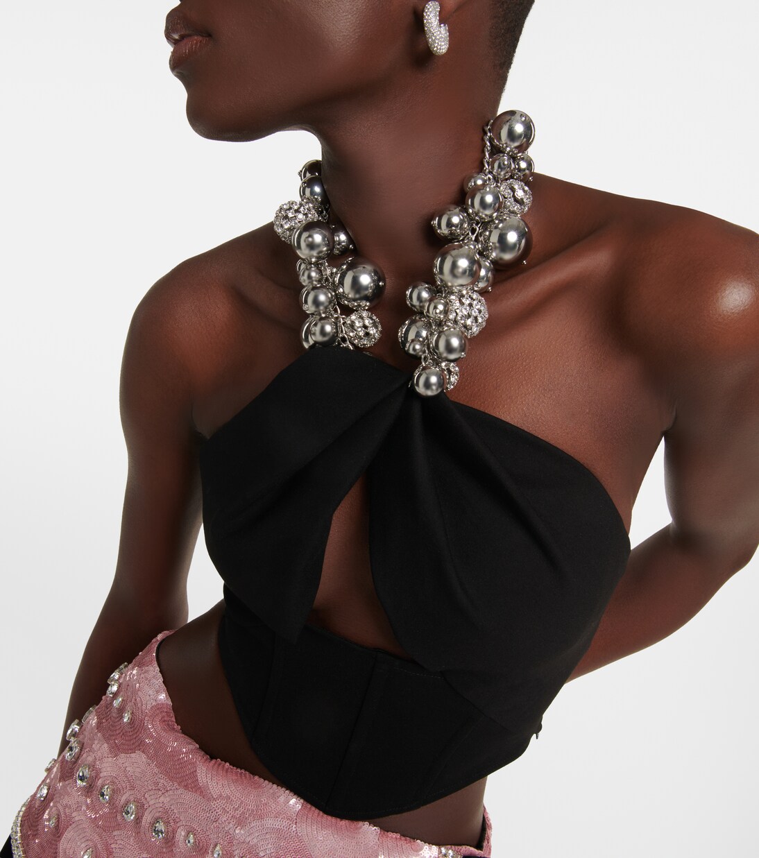 Embellished ponte jersey crop top | Area