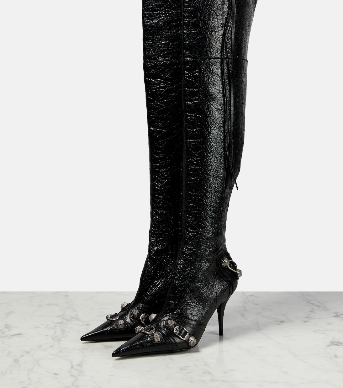 Overknee-Stiefel Cagole aus Leder | Balenciaga