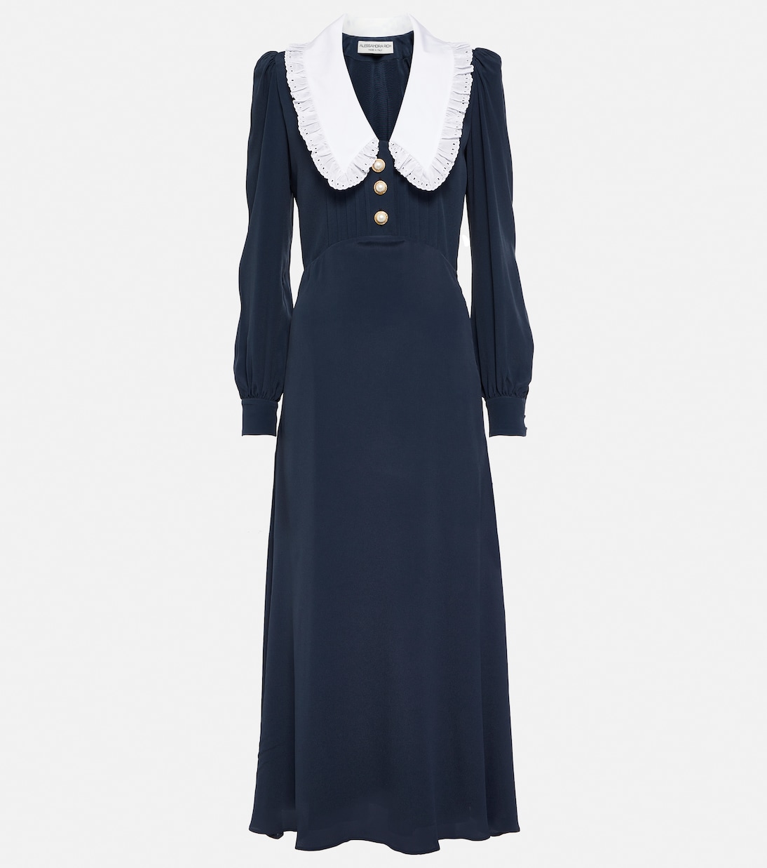 Abito midi in misto seta con colletto | Alessandra Rich